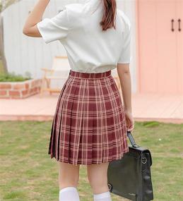 img 2 attached to 👗 Dlynmoo Women Plus Size High Waisted Pleated A-line School Girl Skirt in Plaid: Chic and Versatile!