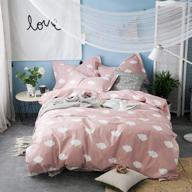 🌥 bulutu pink white cotton cloud print kids duvet cover twin for girls - stylish, super soft, premium reversible pink teen bedding sets twin comforter cover with zipper closure (no comforter) logo