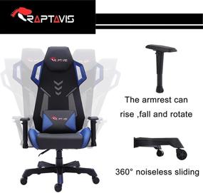 img 3 attached to 🎮 RAPTAVIS Gaming Chair: Ergonomic Swivel Recliner with Adjustable Height, Lumbar Cushion, and Esports Mesh (Blue/Mesh)