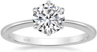 💍 somen tungsten 925 sterling silver 1 carat solitaire round cz engagement wedding band classic six prong ring - sizes 3.5-12 logo