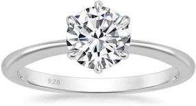 img 4 attached to 💍 SOMEN TUNGSTEN 925 Sterling Silver 1 Carat Solitaire Round CZ Engagement Wedding Band Classic Six Prong Ring - Sizes 3.5-12