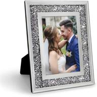 silver crystal glitter glass picture frame 5x7 - perfect wedding and friends gift, desk top display with stand - unique christmas & thanksgiving presents логотип