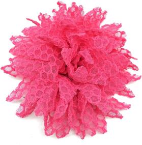 img 4 attached to 🌸 10PC Set of Fuchsia Lace Petal Fabric Flowers - PepperLonely, 4 Inch Size