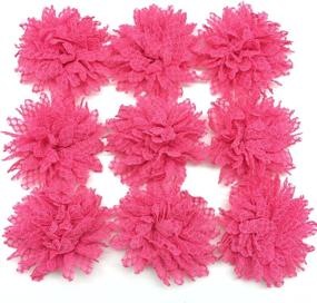 img 2 attached to 🌸 10PC Set of Fuchsia Lace Petal Fabric Flowers - PepperLonely, 4 Inch Size