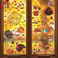 🍁 176 pcs fall thanksgiving window clings decor, autumn harvest festival stickers, maple leaves acorn turkey pumpkin decals, kids gift, thanksgiving day decorations, home party supplies logo