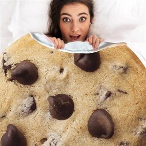 img 4 attached to 🍪 BATTILO HOME Flannel Cookie Chocolate Blanket: Realistic Food Design for Camping, Sofa, and Kids – 71 inch Diameter