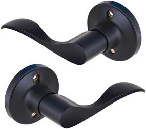 img 4 attached to 🚪 Ohuhu Dummy Door Knob, 2 PCS Single Side Non-Turning Door Handles, Wave Style Left/Right Hand Door Handle in Satin Zinc Black Finish for Laundry Room, Hallway or Pantry Doors