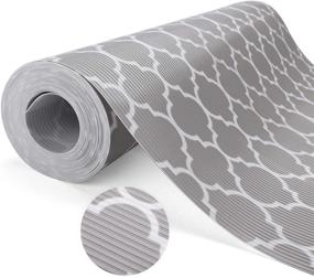 img 4 attached to 📦 Glotoch Quatrefoil Gray Shelf Liners - 17.5” x 24 ft. Double Sided Non-Slip Drawer and Cabinet Liner Roll- Non Adhesive, Durable and Strong