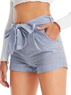 🩳 sweatyrocks elastic waist striped women's beach shorts for casual summer wear logo