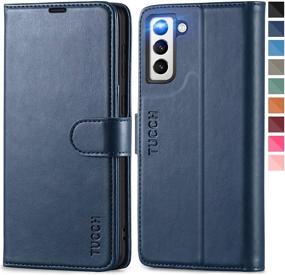 img 4 attached to 📱 TUCCH Wallet Case for Galaxy S21+ Plus 5G - Dark Blue: TPU Shockproof, RFID Blocking, Folio Stand, Card Slot, Magnetic PU Leather Cover