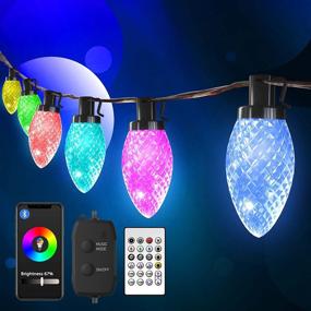 img 4 attached to 🎉 32.8ft Dimmable Smart Color Changing String Lights with 50 LED C9 Waterproof Shatterproof Bulbs - Sync with Music via Remote & Bluetooth APP for Outdoor Activities Decorations in Patio, Garden, and Indoors