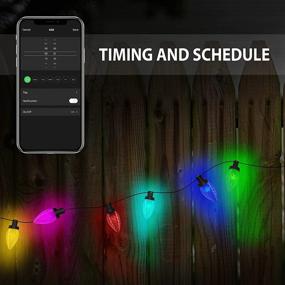 img 2 attached to 🎉 32.8ft Dimmable Smart Color Changing String Lights with 50 LED C9 Waterproof Shatterproof Bulbs - Sync with Music via Remote & Bluetooth APP for Outdoor Activities Decorations in Patio, Garden, and Indoors