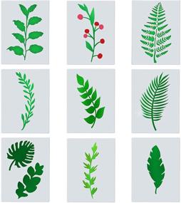 img 4 attached to 🌴 Tropical Leaf Stencils Set for Home Decor Crafts: Monstera, Palm, Fern, and More, 6x8 Inch Reusable Templates for Walls, Floors, Fabric, and Furniture