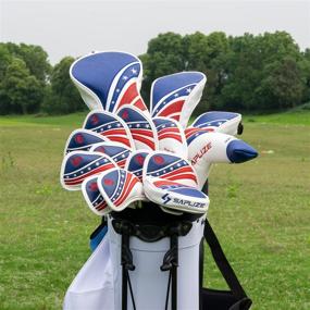 img 2 attached to 🏌️ SAPLIZE PU Leather Golf Club Head Covers - Iron/Driver/Fairway Wood/Hybrid - Embroidered US Flag Design - Golf Head Covers for Enhanced SEO