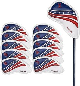 img 4 attached to 🏌️ SAPLIZE PU Leather Golf Club Head Covers - Iron/Driver/Fairway Wood/Hybrid - Embroidered US Flag Design - Golf Head Covers for Enhanced SEO