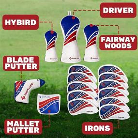 img 3 attached to 🏌️ SAPLIZE PU Leather Golf Club Head Covers - Iron/Driver/Fairway Wood/Hybrid - Embroidered US Flag Design - Golf Head Covers for Enhanced SEO