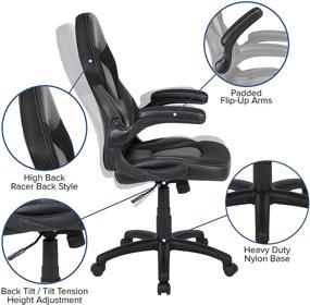 img 2 attached to 🎮 Black LeatherSoft Flash Furniture X10 Gaming Chair: Ergonomic Computer Swivel Chair with Flip-up Arms for Racing Office, PC, and Adjustable Comfort