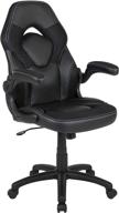 🎮 black leathersoft flash furniture x10 gaming chair: ergonomic computer swivel chair with flip-up arms for racing office, pc, and adjustable comfort logo