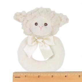 img 2 attached to 🐑 Bearington Baby Lamby: Cream Lamb Plush Stuffed Animal with Soft Ring Rattle - 5.5 Inches