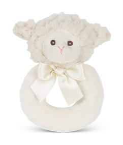 img 4 attached to 🐑 Bearington Baby Lamby: Cream Lamb Plush Stuffed Animal with Soft Ring Rattle - 5.5 Inches
