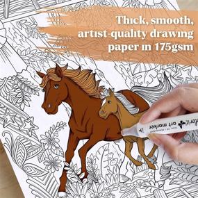 img 1 attached to Majestic Horses Adult Coloring Book - 50 Single-Sided Designs, Thick Smooth Paper, Lay Flat Hardback Covers, Spiral Bound, USA Printed, Equine Coloring Pages