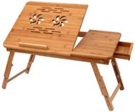 adjustable bamboo laptop desk tray with tilting top drawer for surfing, reading, writing, and eating on bed логотип