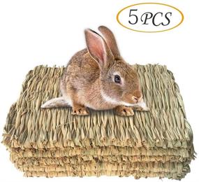 img 3 attached to 🐇 Ultimate Comfort and Fun: Grass Mat Woven Bed Mat for Small Animals - Bunny Bedding Nest, Chew Toy, and Play Bed - Ideal for Guinea Pigs, Parrots, Rabbits, Hamsters, and Rats!