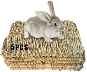 img 4 attached to 🐇 Ultimate Comfort and Fun: Grass Mat Woven Bed Mat for Small Animals - Bunny Bedding Nest, Chew Toy, and Play Bed - Ideal for Guinea Pigs, Parrots, Rabbits, Hamsters, and Rats!