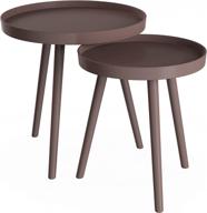 🪑 mid-century modern accent tables: lavish home nesting end set of 2 in brown logo