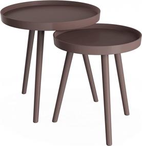 img 4 attached to 🪑 Mid-Century Modern Accent Tables: Lavish Home Nesting End Set of 2 in Brown