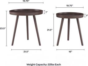 img 3 attached to 🪑 Mid-Century Modern Accent Tables: Lavish Home Nesting End Set of 2 in Brown