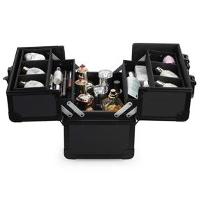 img 2 attached to A&amp;A Makeup Train Case: Reliable Lockable Organizer Box with 2-Deck Folding Trays - Portable and Stylish Storage Solution in Black