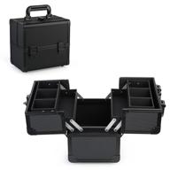 a&amp;a makeup train case: reliable lockable organizer box with 2-deck folding trays - portable and stylish storage solution in black logo