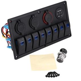 img 4 attached to 🚤 IP68 Waterproof Marine Rocker Switch Panel with 8 Gang, Dual USB, Voltmeter, Cigarette Lighter - Ideal for Automotive RV Vehicles, Trucks, and Boats - 12V/24V