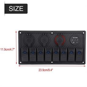 img 2 attached to 🚤 IP68 Waterproof Marine Rocker Switch Panel with 8 Gang, Dual USB, Voltmeter, Cigarette Lighter - Ideal for Automotive RV Vehicles, Trucks, and Boats - 12V/24V