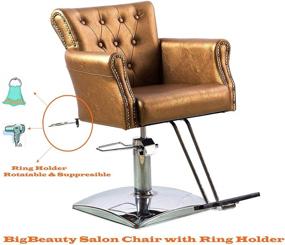 img 2 attached to Upgrade Your Salon with the TrumpStar Gold Color Salon Chair for Hair Styling, Cutting, Dyeing: Features Dryer Hold and Hydraulic Pump!