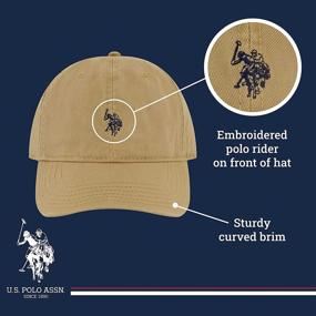 img 1 attached to 🧢 Adjustable Washed Twill Cotton Baseball Hat for Men with U.S. Polo Assn. Pony Logo and Curved Brim