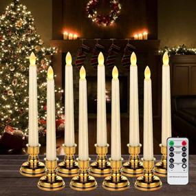 img 4 attached to 🕯️ Raycare Pack of 9 Flameless Taper Candles with Remote Timer and Holders – Battery Operated Warm White Flickering LED Window Candles, 7.9 Inches Candlesticks (Batteries not Included)