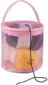 img 3 attached to 🧺 Katech 2 pcs Empty Mesh Yarn Bags: Compact Knitting Yarn Storage Solution - Red + Pink