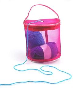img 2 attached to 🧺 Katech 2 pcs Empty Mesh Yarn Bags: Compact Knitting Yarn Storage Solution - Red + Pink