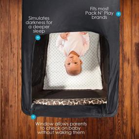 img 1 attached to 🏠 Houseables Pack N’ Play Cover, Stretchy Crib Canopy, Up to 41” x 32”, Breathable Blackout Tent, Darkening Playpen, Polyester Mesh, Washable, with Top Zipper & Side Panels, for Baby, Travel