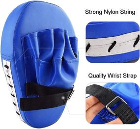 img 2 attached to Sunmall MMA Boxing Mitts - Focus Punch Pad | PU Leather Punching Kicking Palm Pads for Taekwondo Training | Boxing Target Pad Karate Muay Thai Gloves with Adjustable Strap