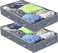 🛏️ 2 pack of gleda foldable under bed closet organizers - storage containers for clothes, blankets, and toys with clear windows, 6 sturdy handles, zippered design, breathable fabric - includes shoe bags logo