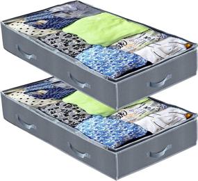 img 4 attached to 🛏️ 2 Pack of GLEDA Foldable Under Bed Closet Organizers - Storage Containers for Clothes, Blankets, and Toys with Clear Windows, 6 Sturdy Handles, Zippered Design, Breathable Fabric - Includes Shoe Bags