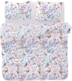 img 2 attached to 🌺 Wake In Cloud - Queen Size Bird Comforter Set with Colorful Floral Flowers and Leaves Botanical Plant Pattern on White Background - Soft Microfiber Bedding (3pcs)