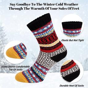 img 3 attached to Womens Warm Wool Socks: Vintage Knit & Cozy Crew Style for Winter Comfort - 5 Pairs - Ideal Gifts