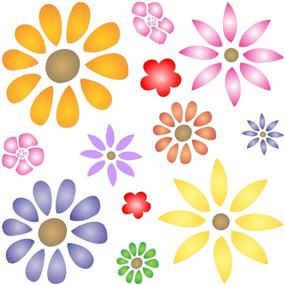 img 4 attached to 🌸 Enhance Your Artistry with the Flower Power Stencil: 8.5 x 8.5 inch (L) Painting Template for Mix Media Layering
