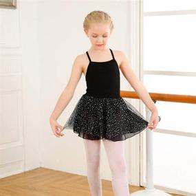 img 3 attached to Cotton Ballet Dance Leotard with Glitter Tutu Skirt - Girl's Camisole Dress - Fits 2-13Yr Toddler/Little Girl/Big Girl