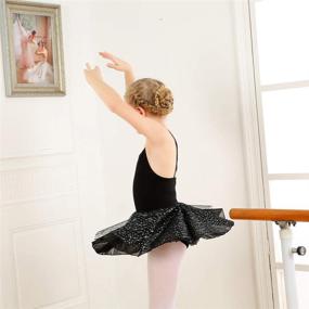 img 1 attached to Cotton Ballet Dance Leotard with Glitter Tutu Skirt - Girl's Camisole Dress - Fits 2-13Yr Toddler/Little Girl/Big Girl