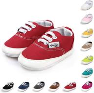 benhero canvas toddler sneaker: anti-slip baby boys and girls first walkers candy shoes, available in 12 colors - sizes 0-24 months (13cm, 12-18 months toddler, aa/red) logo